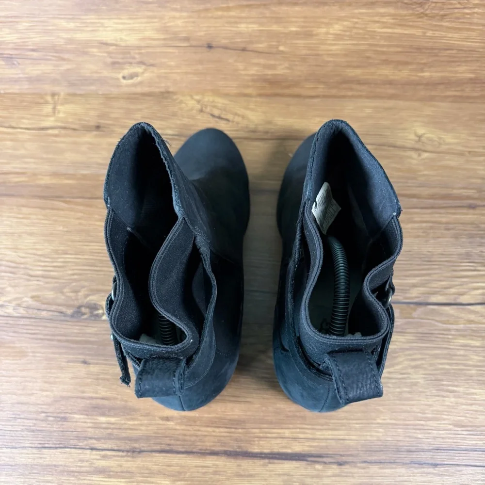 UGG “Indra” Black Leather Wedge Ankle Boots Booties Women’s Size 10 Shoes‎